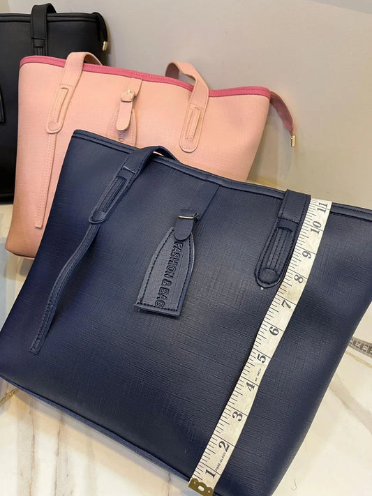 Stylish Girl's 3 Pcs Rexine Hand Bag Set - Plain Pattern