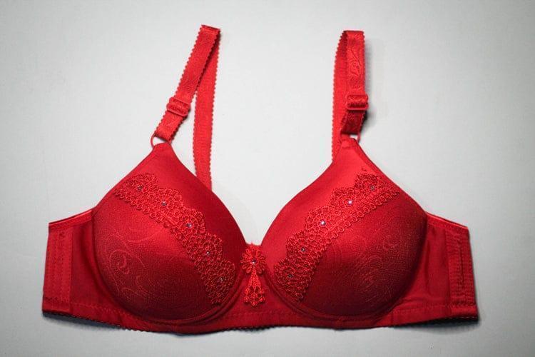 Chic Nylon Lace Work Padded Full Cup Bra - 1 Pcs