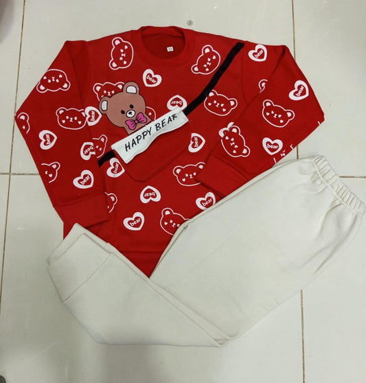 Cozy Fleece Boys' Tracksuit - 2 Pcs in Vibrant Red