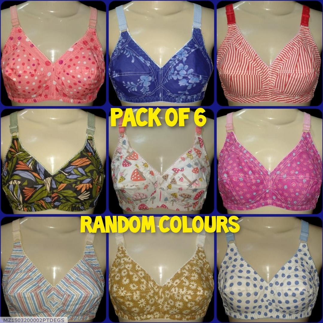 Pack Of 6 Cotton Bra For Girls & Women , Comfortable And Lightweight Non-Padded Bra