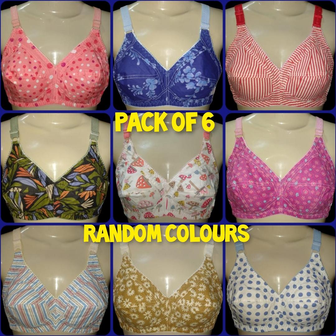 Pack Of 6 Cotton Bra For Girls & Women , Comfortable And Lightweight Non-Padded Bra