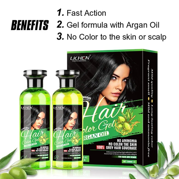 Lichen Professional Hair Color Gel – 500ml – Rich, Long-lasting Black  – Made In PRC