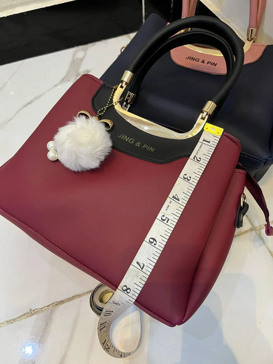 Girl's Hand Bag Set - 2 Pcs Rexine, Plain Design