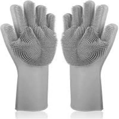 Multicolor Silicone Dish Washing Gloves - 2 Pcs Set