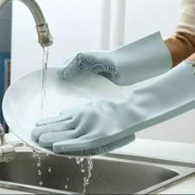 Multicolor Silicone Dish Washing Gloves - 2 Pcs Set