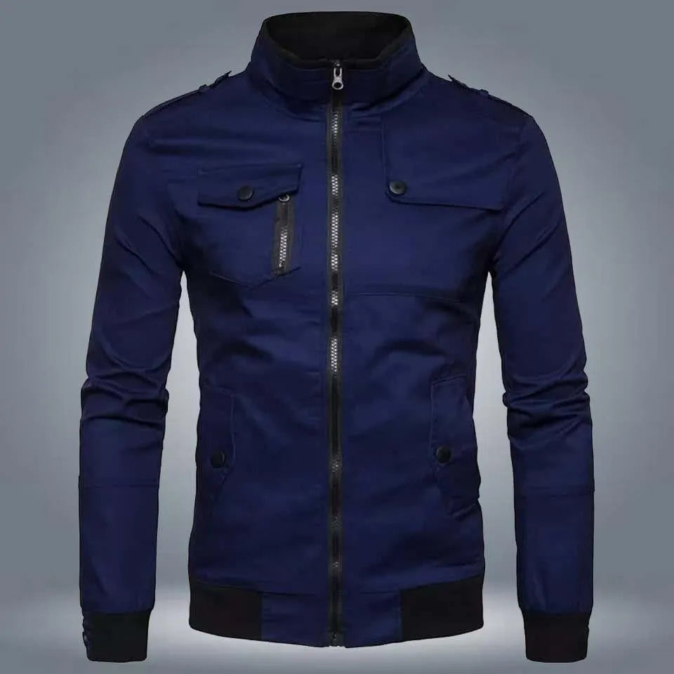 Men's Fleece Collared Bomber Jacket - 1 Pc - Blue