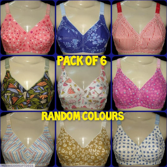 Pack Of 6 Cotton Bra For Girls & Women , Comfortable And Lightweight Non-Padded Bra