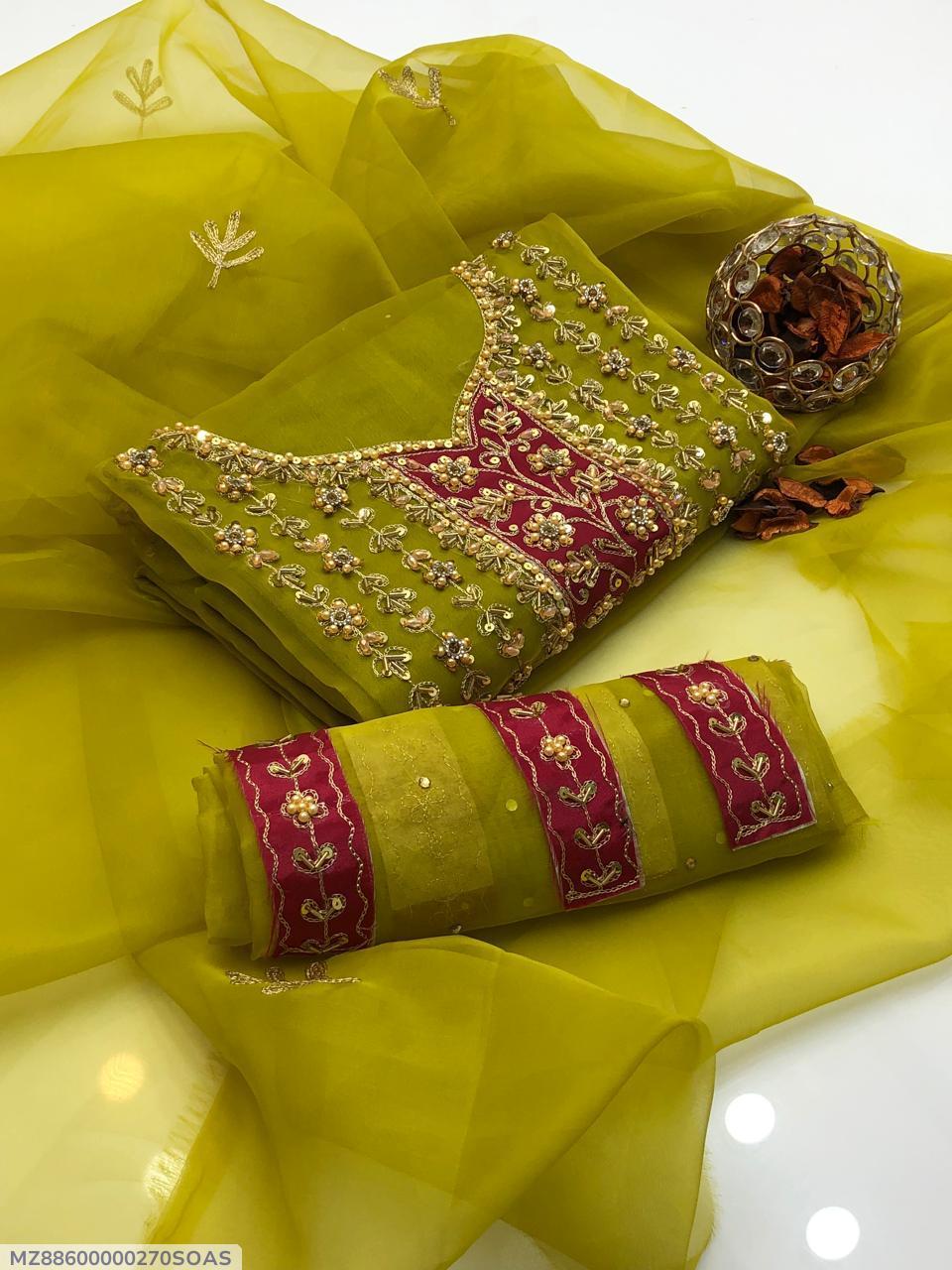 2 Pcs Women's Unstitched Hand Embroidered Suit